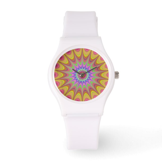 Montre Trippie rétro psychédélique factice Mandala (Recto)