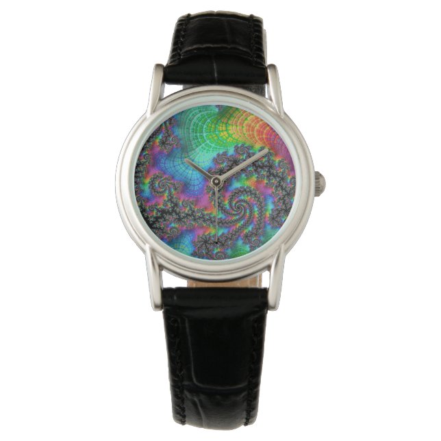 Montre Trippy Hippie psychédélique arc-en-ciel spirale fr (devant)
