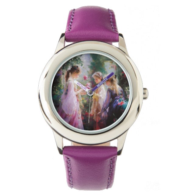 Montre Trois filles jouant dans un jardin (devant)