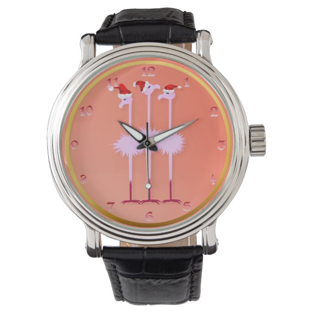 Montre Trois Flamants roses de Noël (devant)