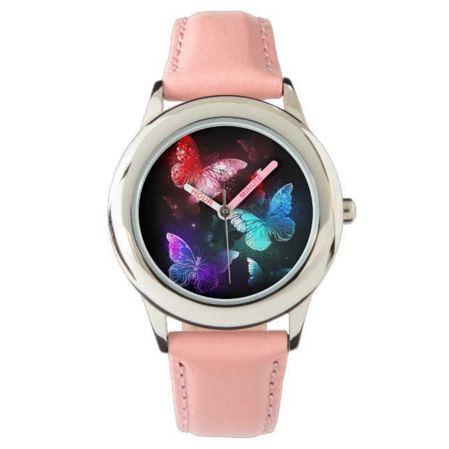 Montre Trois papillons brillants sur l'arrière - plan de  (devant)
