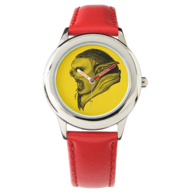 Montre Troll - conception noire et jaune (devant)