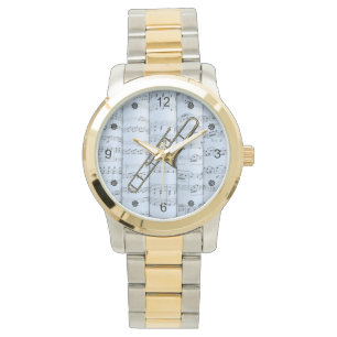 Montre Trombone~Partition roulée~Arrière - plan Tint Bl