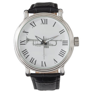 Montre Trompette argentée et chiffres romains