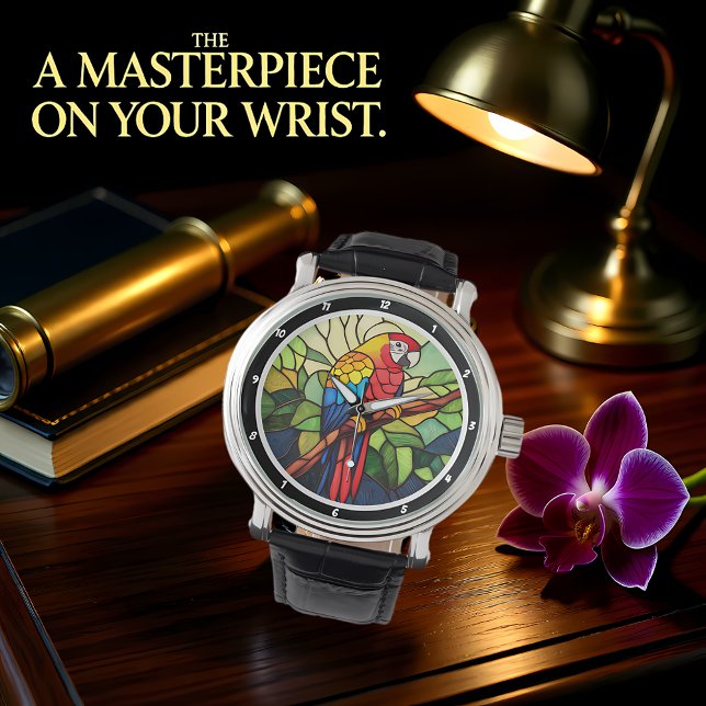 Montre Tropical Kaleidoscope" - Stained Glass Parrot (Créateur téléchargé)