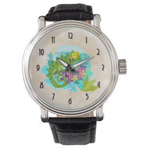 Montre Tropical lizard with Flowers