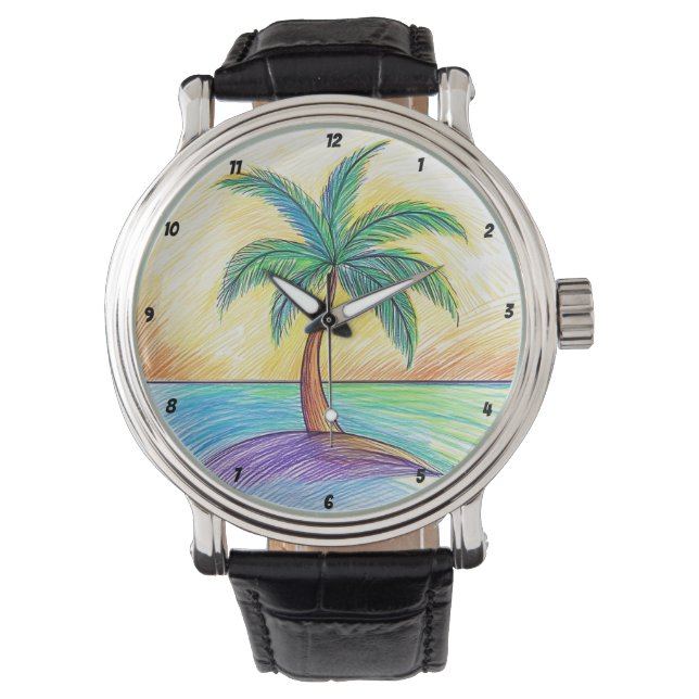 Montre Tropical Palm Tree Beach View  (devant)