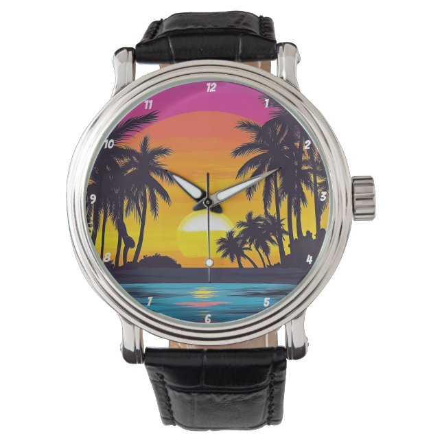 Montre Tropical Sunset Palm Tree Beach (devant)