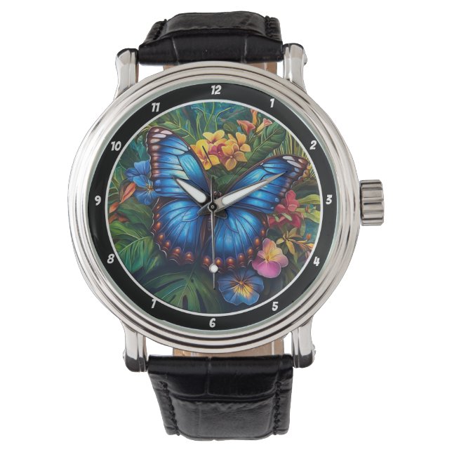 Montre Tropical Whisper" - Blue Butterfly (devant)