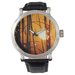 Montre tropicale de coucher du soleil de dames