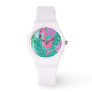 Montre tropicale de jungle de Flamant rose