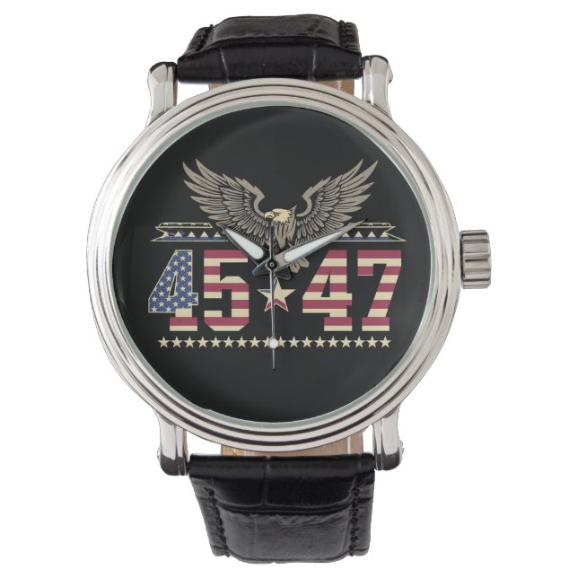 Montre Trump 45 47 Drapeau d'aigle américain Vintage (devant)