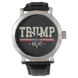 Montre Trump 45 47 États-Unis Drapeau rétro Vintage