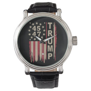 Montre Trump 45 47 Vintage Retro America USA Drapeau