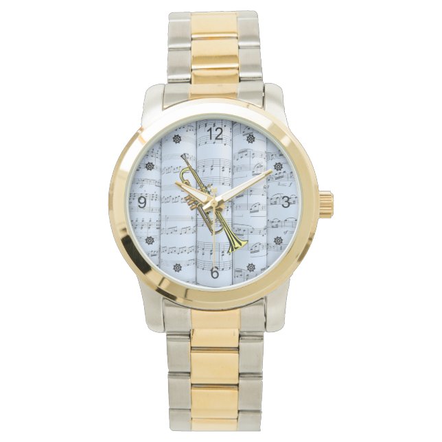 Montre Trumpet~Partition roulée~Arrière - plan Tint Bleu  (devant)
