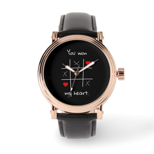 Montre Tu as gagné mon coeur Tic-Tac-Toe Drôle Valentin (Recto)