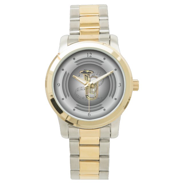 Montre Tuba ~ Scroll musical ~ Haut-parleur en argent ~ (devant)