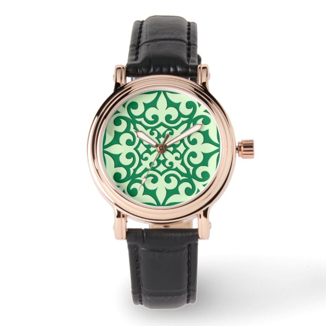 Montre Tuile marocaine - émeraude et vert clair (Recto)