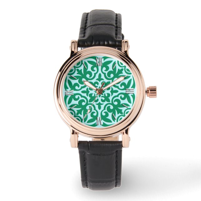 Montre Tuile marocaine - turquoise et aqua (Recto)