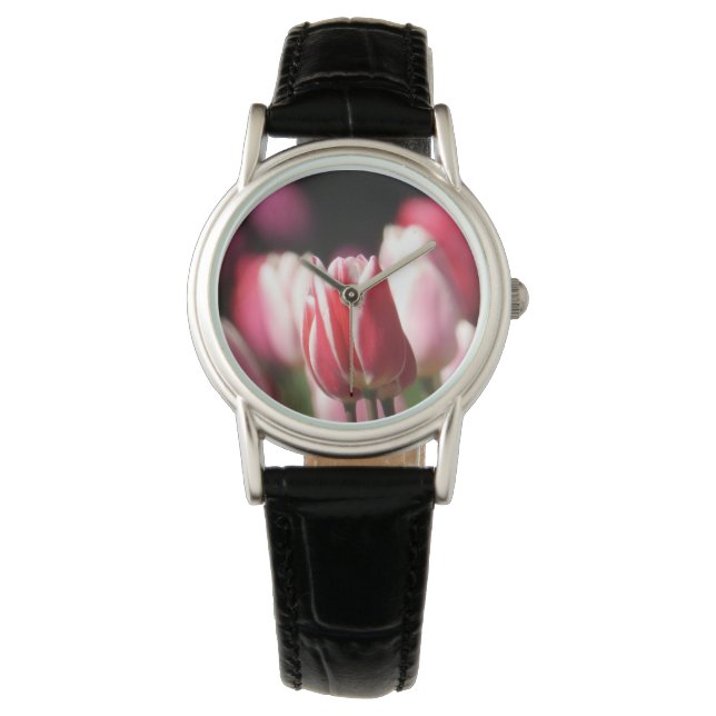 Montre Tulipe rouge et blanche (devant)