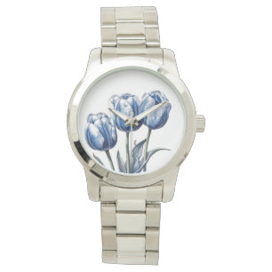 Montre Tulipes en bleu Delft