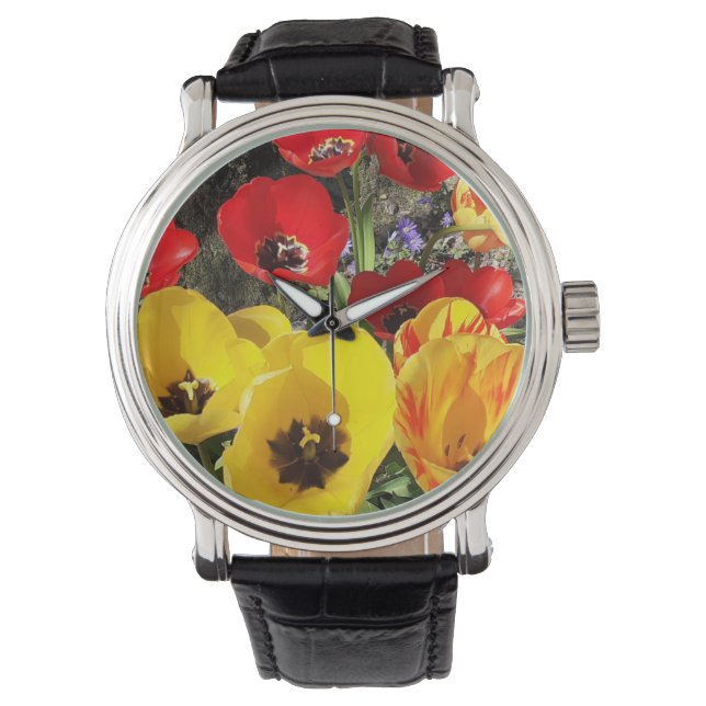 Montre Tulipes jaunes et rouges (devant)
