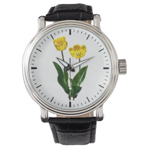 Montre Tulipes jaunes rétro-éclairées