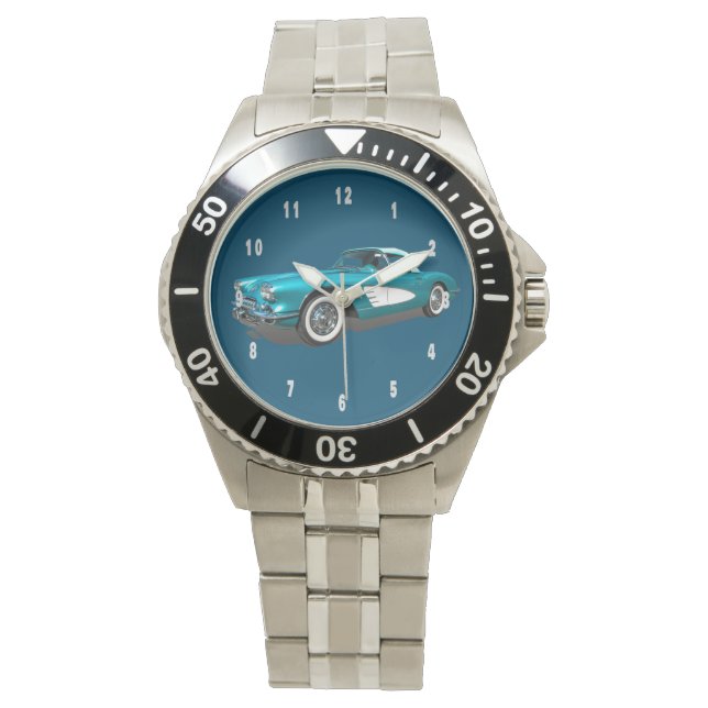 Montre Turquoise 59 Corvette arrière - plan personnalisab (devant)