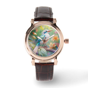 Montre Turquoise aile crête blanche Imaginaire Oiseau