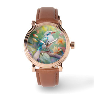 Montre Turquoise aile crête blanche Imaginaire Oiseau