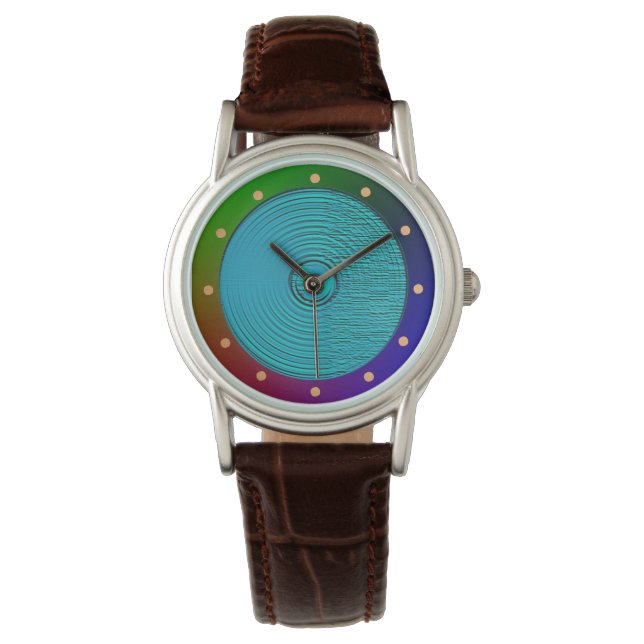 Montre Turquoise Avec Frontière Multicolore >Montre Dames (devant)