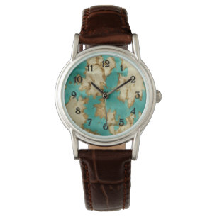 Montre Turquoise Brown Cream Animal Cowhide Western