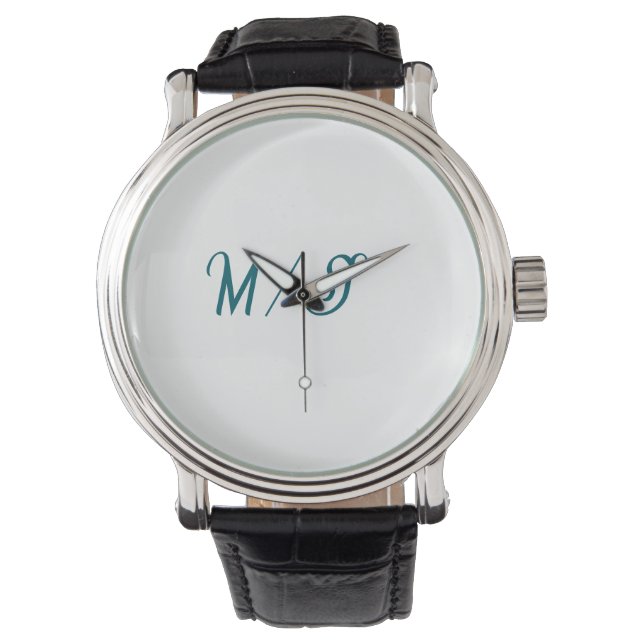 Montre Turquoise monogramme nom de couple de mariés simpl (devant)