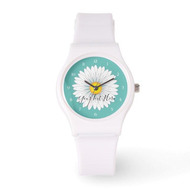 Montre Turquoise Pretty Little Daisy Sporty White Silicon (Recto)