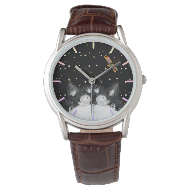 Montre Tuxedo Cat surpris par la libellule (devant)