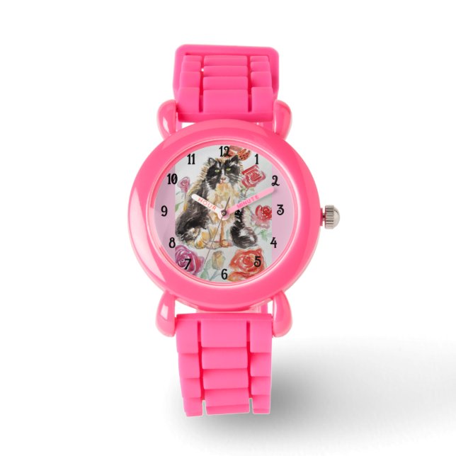 Montre Tuxedo Chat Chats Art Animal Enfants Filles Mignon (Recto)