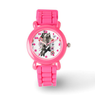 Montre Tuxedo Chat Chats Art Animal Enfants Rose Sparkly