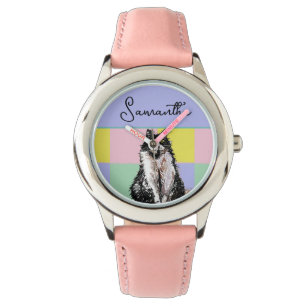 Montre Tuxedo Chat Cute Chats Noir Blanc Pastel Arc-en-ci