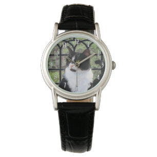 Montre Tuxedo Chat dans la peinture de fenêtre Art animal