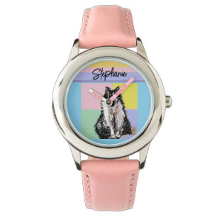 Montre Tuxedo Chat Pastel Couleurs Rose Girls Nom