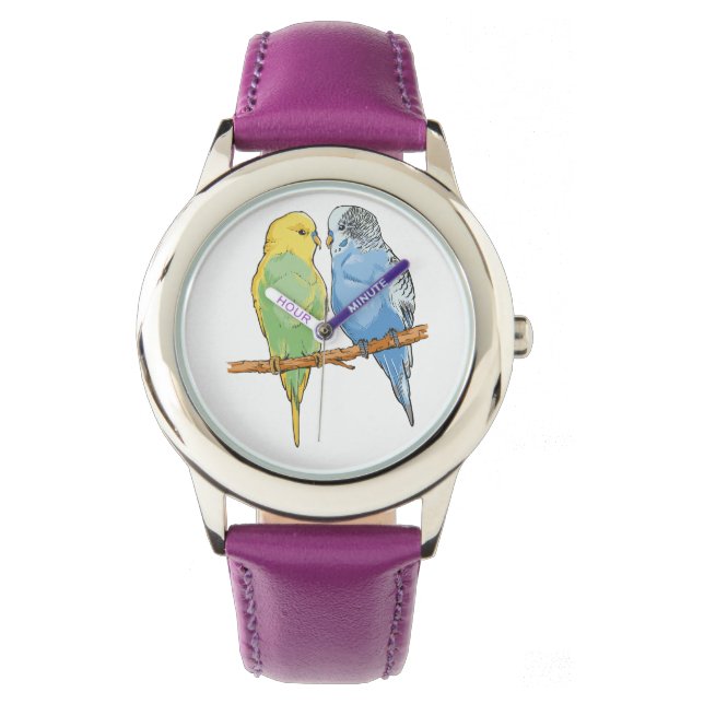 Montre Two cute bleu et green Budgies (devant)