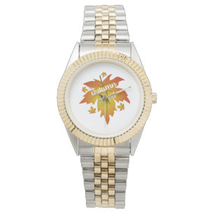 Montre Typographie de l'humeur d'automne feuille d'érable