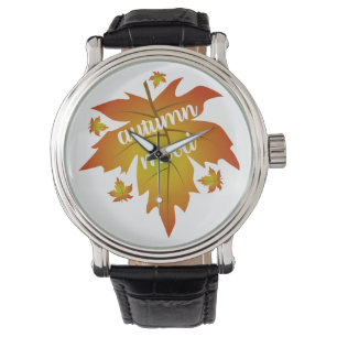 Montre Typographie de l'humeur d'automne feuille d'érable