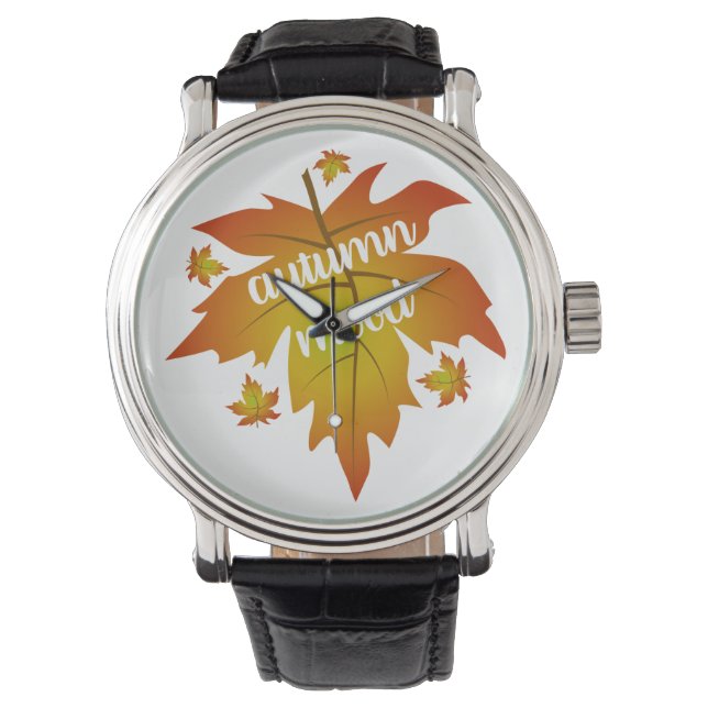 Montre Typographie de l'humeur d'automne feuille d'érable (devant)