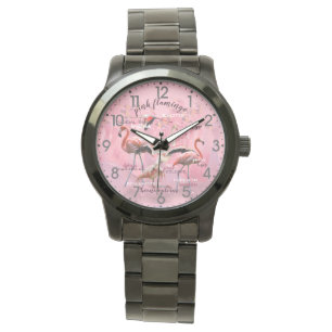 Montre Typographie du Flamant rose rose  Customisé
