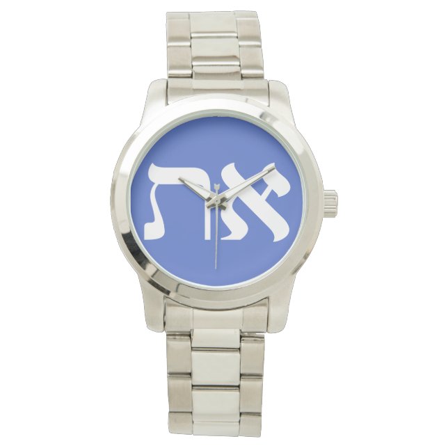Montre Typographie moderne hébraïque Aleph Tav White (devant)