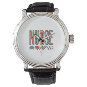 Montre Typographie vintage d'infirmière icône médicale co