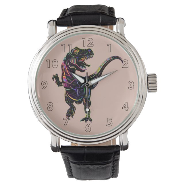 Montre Tyrannosaurus Rex Dinosaur de couleur néon (devant)