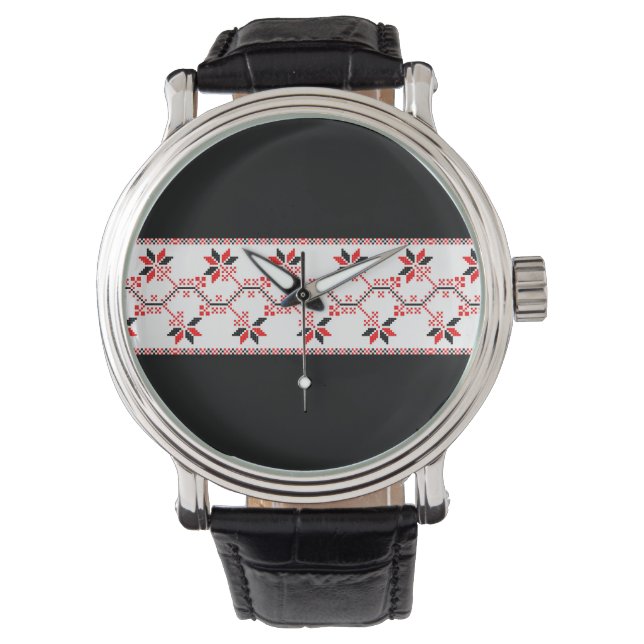 Montre ukraine traditionnelle folk motif ethnique géométr (devant)
