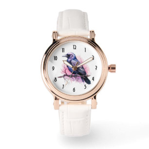 Montre Un Corbeau noir sur une branche